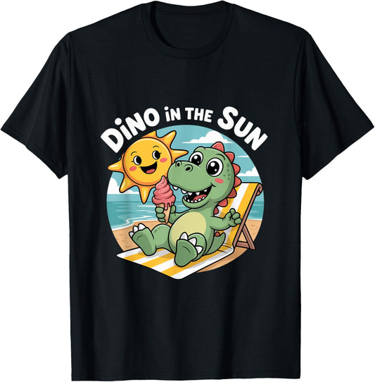 Dino in the Sun – Cute Summer Ice Cream Beach Art T-Shirt