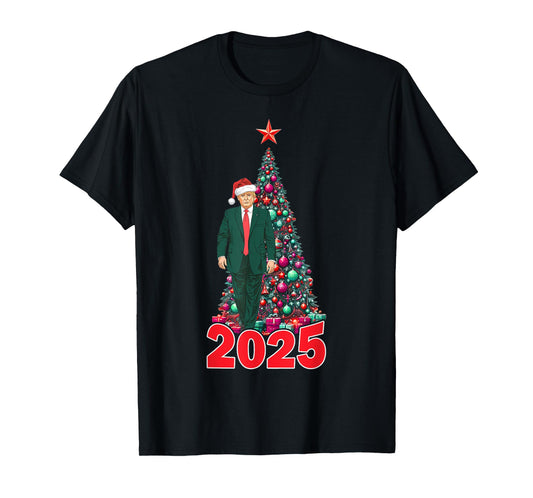 Funny Christmas Trump Santa 2025 Meme Xmas Tree Patriotic T-Shirt