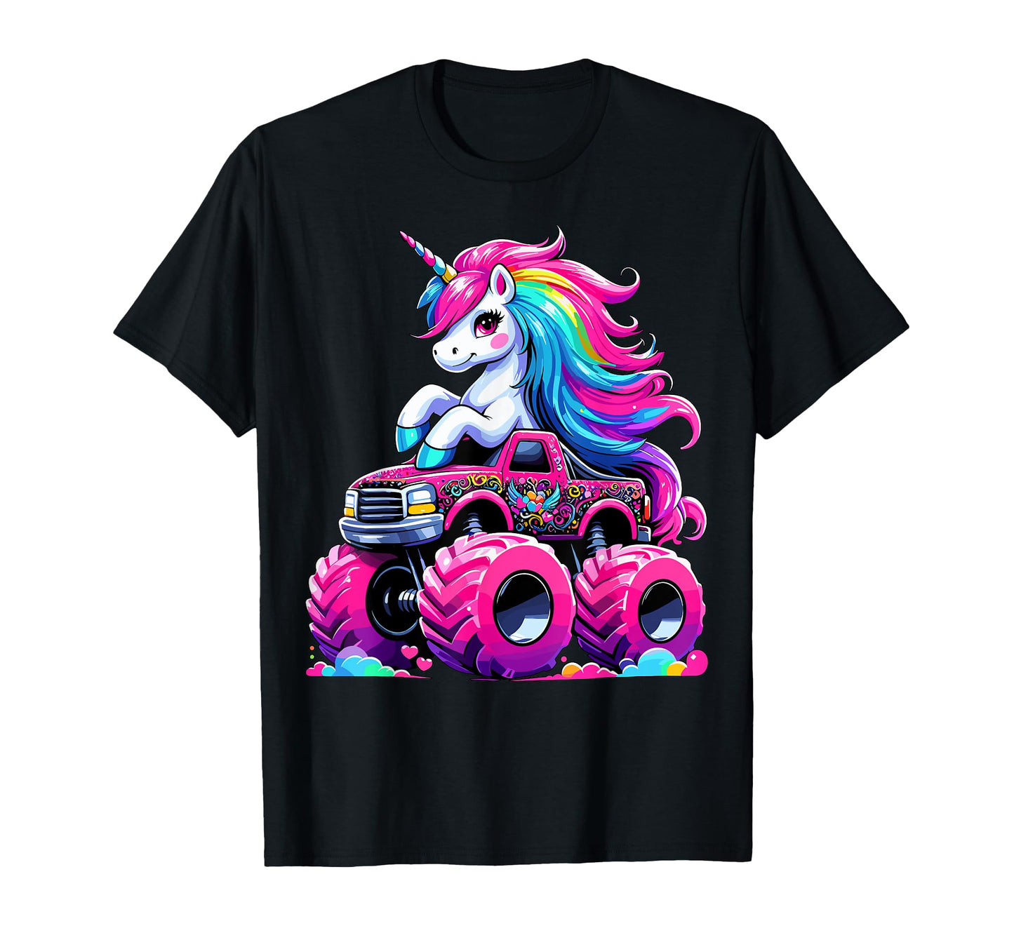 Cute Unicorn Riding Monster Truck T-Shirt