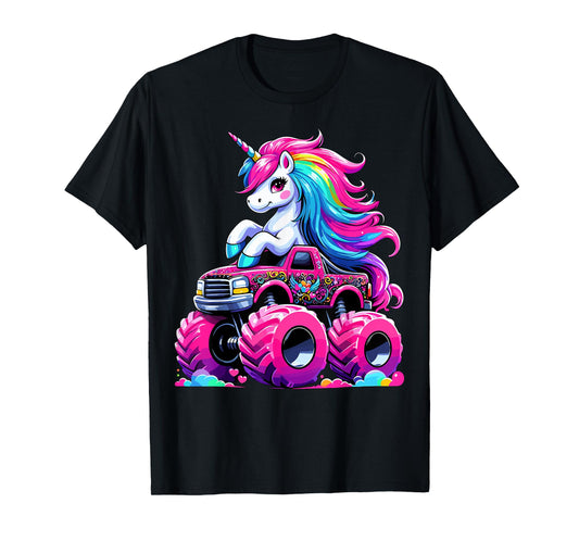 Cute Unicorn Riding Monster Truck T-Shirt
