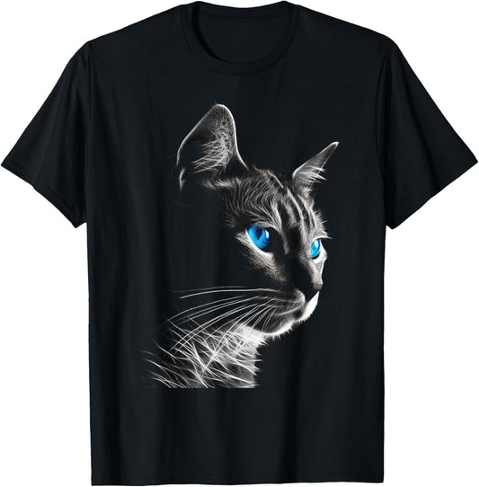 Cat Pet Animal - Blue Eyes Art Cat T-Shirt