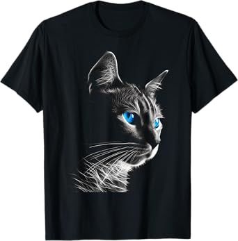 Cat Pet Animal - Blue Eyes Art Cat Men Women Kids T-Shirt