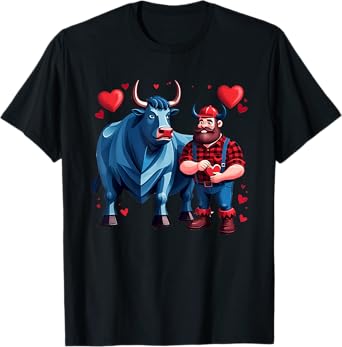 Paul Bunyan & Babe The Blue Ox on Valentine's Day T-Shirt