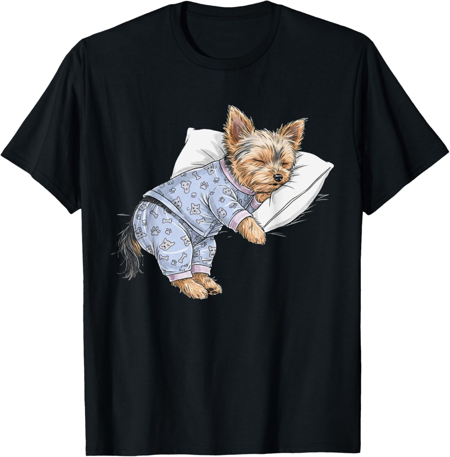 Funny Sleepy Yorkshire Terrier Pajama Men Women Kids Yorkie T-Shirt