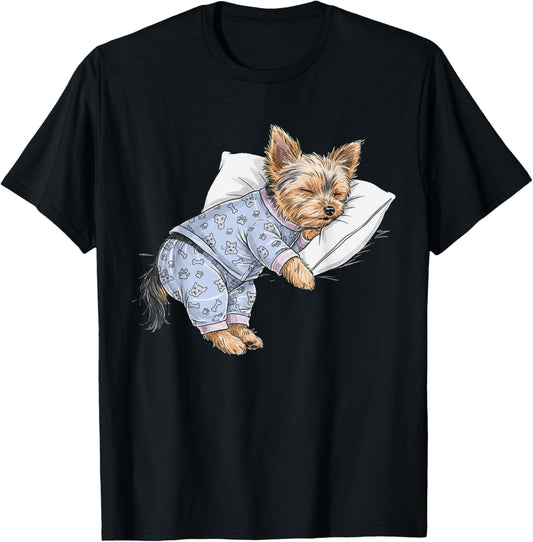 Funny Sleepy Yorkshire Terrier Pajama Men Women Kids Yorkie T-Shirt