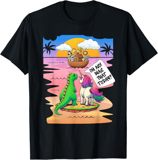 Noah Ark Unicorn Dinosaur Christian Jesus Catholics Bible T-Shirt
