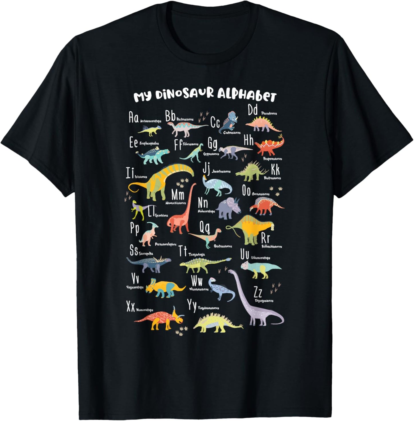 ABC Dino Identification A-Z Types Of Dinosaurs Alphabet T-Shirt