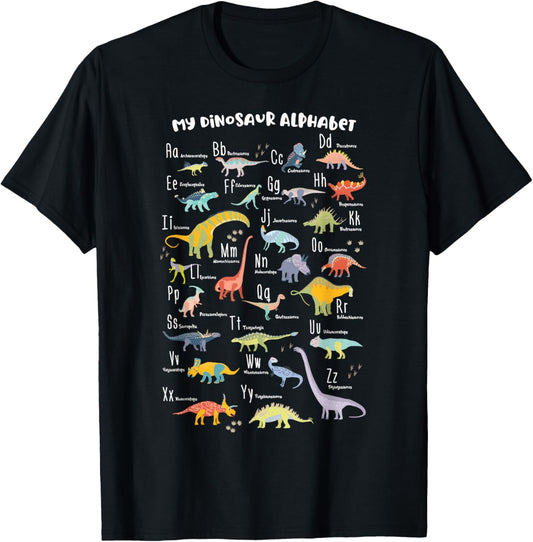 ABC Dino Identification A-Z Types Of Dinosaurs Alphabet T-Shirt