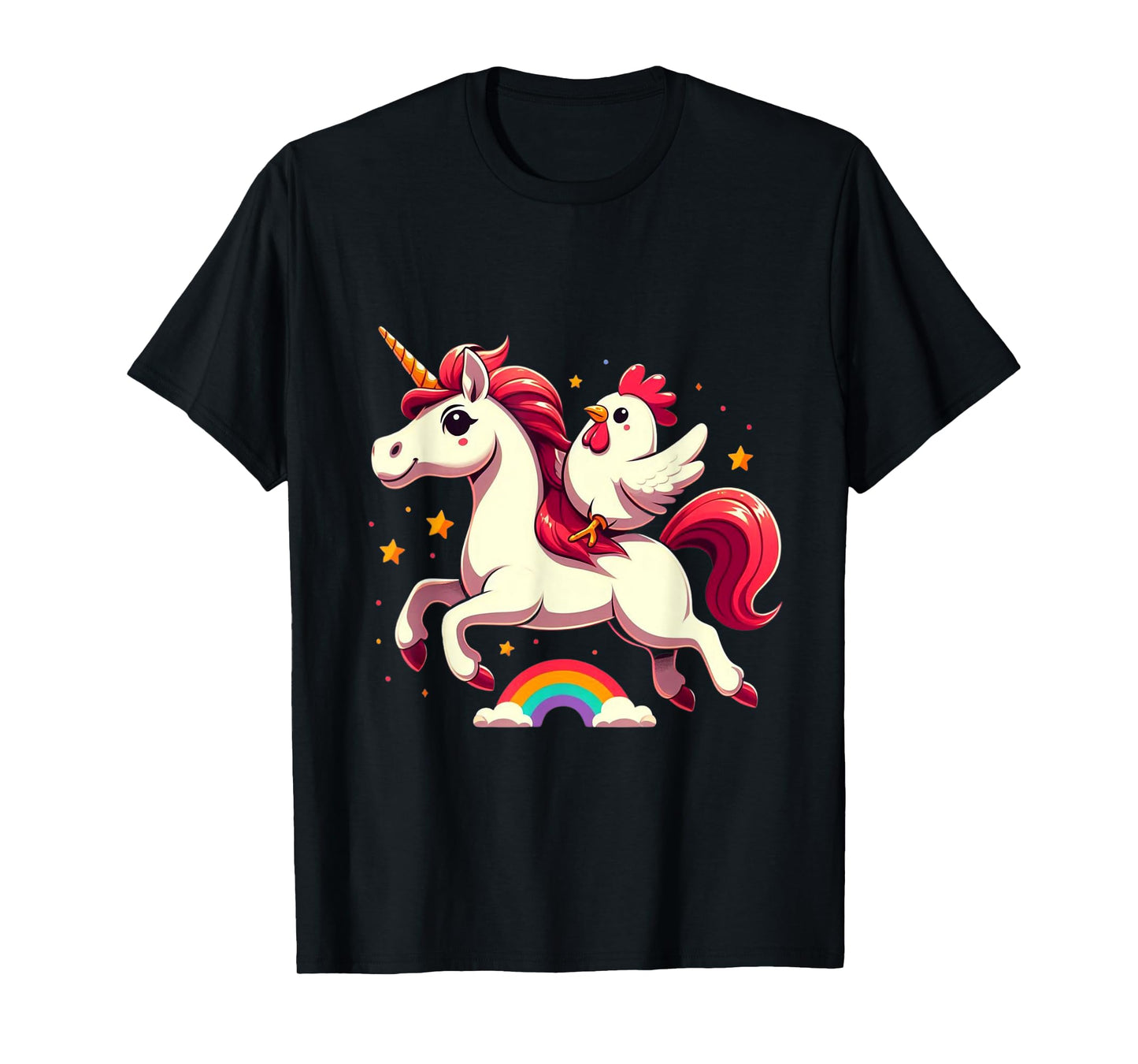 Chicken Riding A Unicorn Boys Girls Men Women Kids Adults T-Shirt