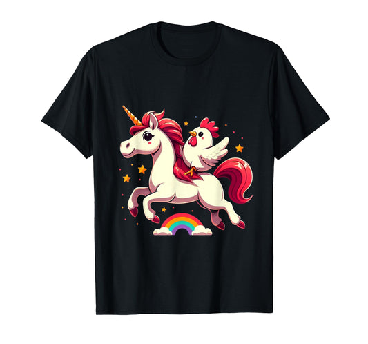 Chicken Riding A Unicorn Boys Girls Men Women Kids Adults T-Shirt