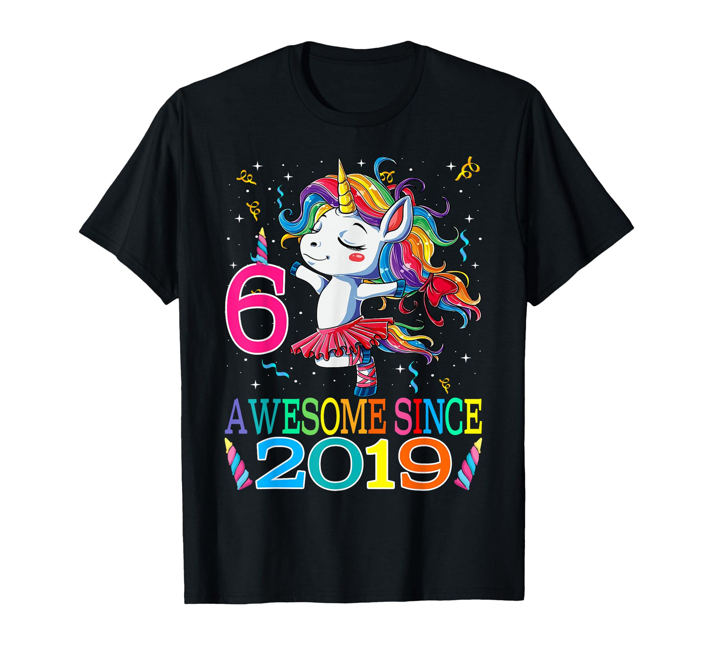 Dancing Unicorn 6 Year Old 6th Birthday Girl Unicorn Party T-Shirt