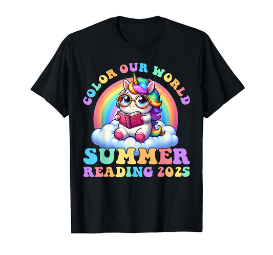 Color Our World Summer 2025 Reading Program Unicorn T-Shirt