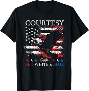 Courtesy Of The Red White And Blue Vintage US Flag July 4th T-Shirt
