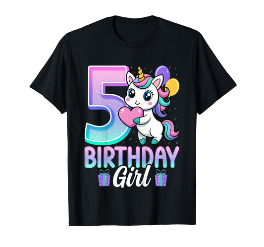 Birthday Girl Unicorn 5 Years Old 5th Birthday Party Unicorn T-Shirt