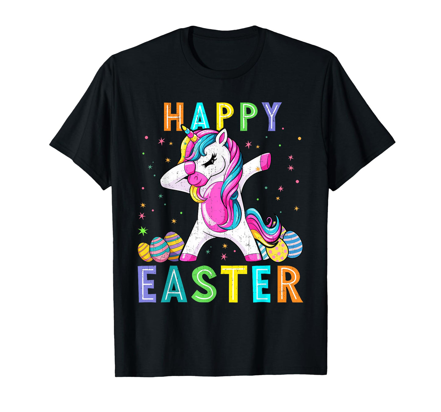 Happy Easter Unicorn Dabbing Easter Eggs Toddler Kids Girls T-Shirt