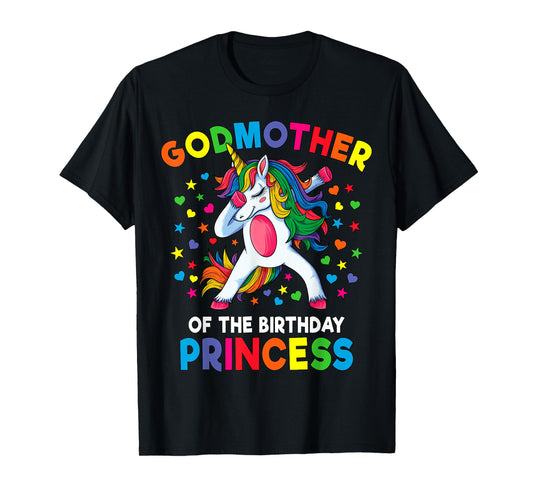 Godmother of the Birthday Princess Dabbing Unicorn Party T-Shirt