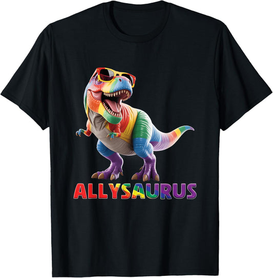 Dinosaur Rainbow Flag Ally LGBT Allysaurus LGBT Pride Month T-Shirt