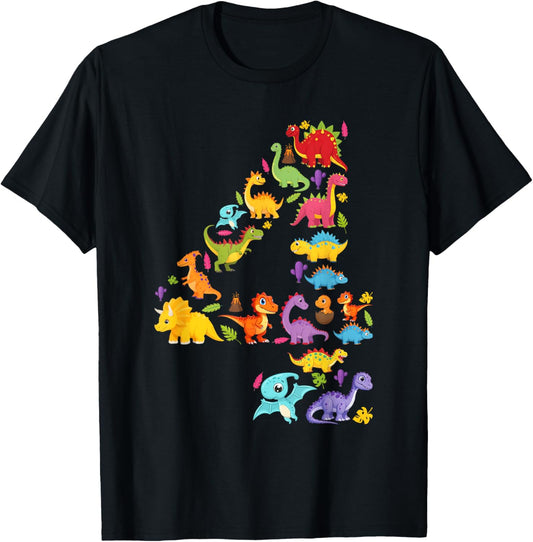 It's My 4th Birthday Dinosaur 4 Years Old Boys Girls Kids T-Shirt