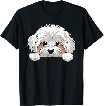 Cute Maltipoo Peeking Puppy Funny Maltipoo Dog Lover Men Women Kids T-Shirt