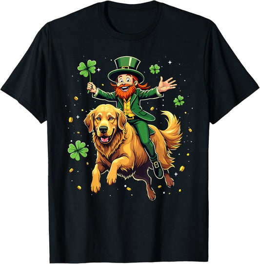 Golden Retriever St. Patrick's Day Leprechaun Dog Shamrock T-Shirt