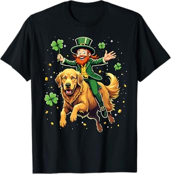 Golden Retriever St. Patrick's Day Leprechaun Dog Shamrock T-Shirt for Men Women Kids