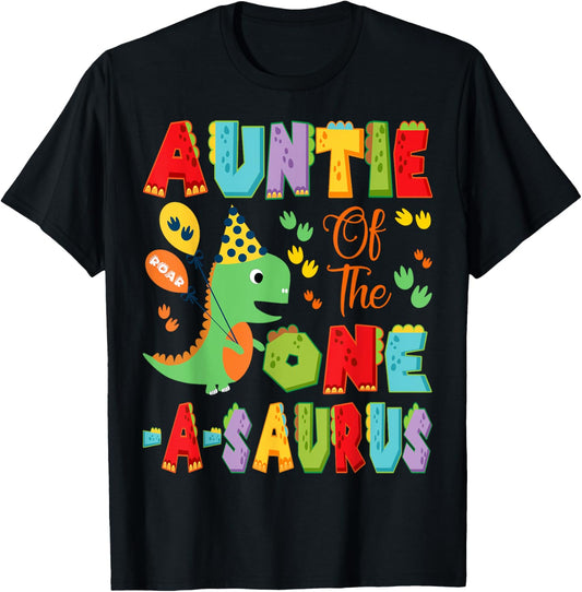 Auntie Of The One-A-Saurus 1St Birthday Boy Dinosaur T-Shirt