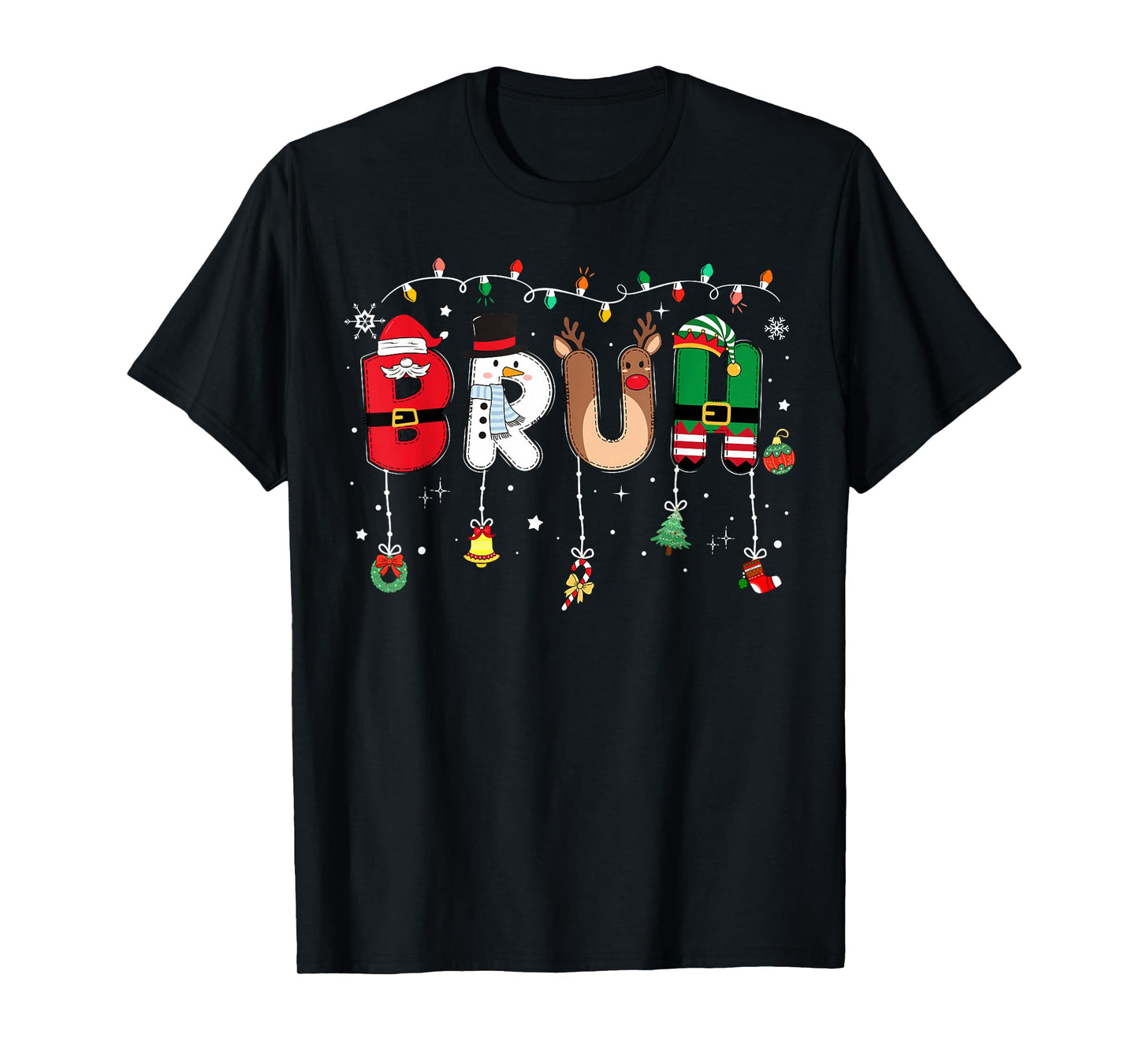 Bruh Funny Christmas Teens Boys Kids Xmas Pajamas T-Shirt