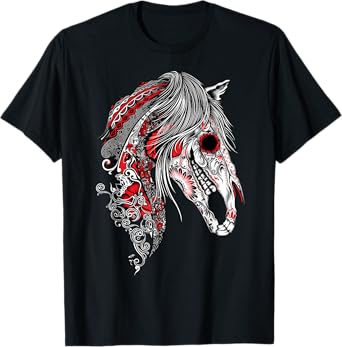 Cute Sugar Skull Horse Shirt, Day of the Dead T-shirt T-Shirt