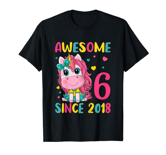 6th Birthday Party Unicorn Girl 6 Years Old Birthday T-Shirt