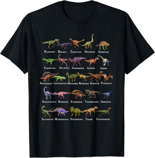 Dinosaur Alphabet Shirt Educational Dino Dinosaur Lover Kids T-Shirt