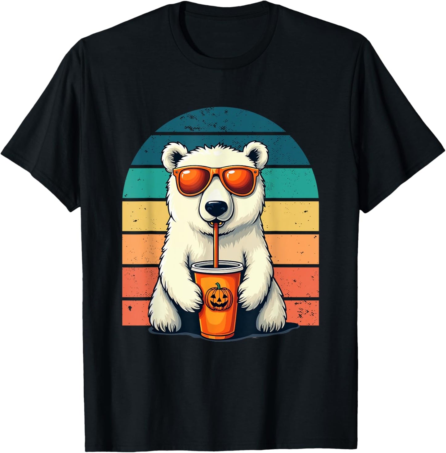 Retro Polar Bear in Sunglasses 80s 90s Halloween Funny Bear T-Shirt