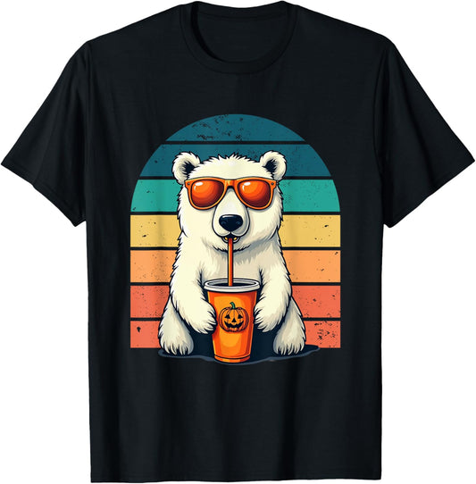 Retro Polar Bear in Sunglasses 80s 90s Halloween Funny Bear T-Shirt