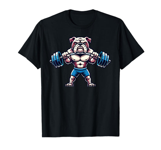 English Bulldog Dog Powerlifting Weightlifting Gym Workout T-Shirt