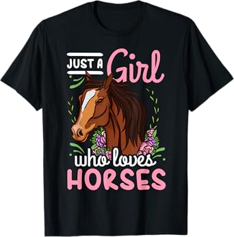 Horse Just a Girl Who Loves Horses Riding Show Jumping T-Shirt