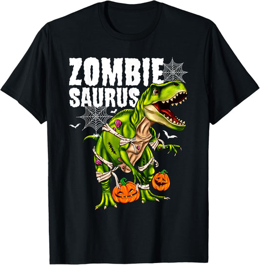 Zombie Saurus Halloween Dinosaur T Rex Trick Or Treat Boys T-Shirt