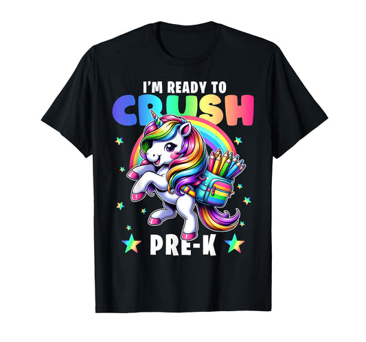 Crush Pre-K Girls Back to School Unicorn First Day Preschool T-Shirt