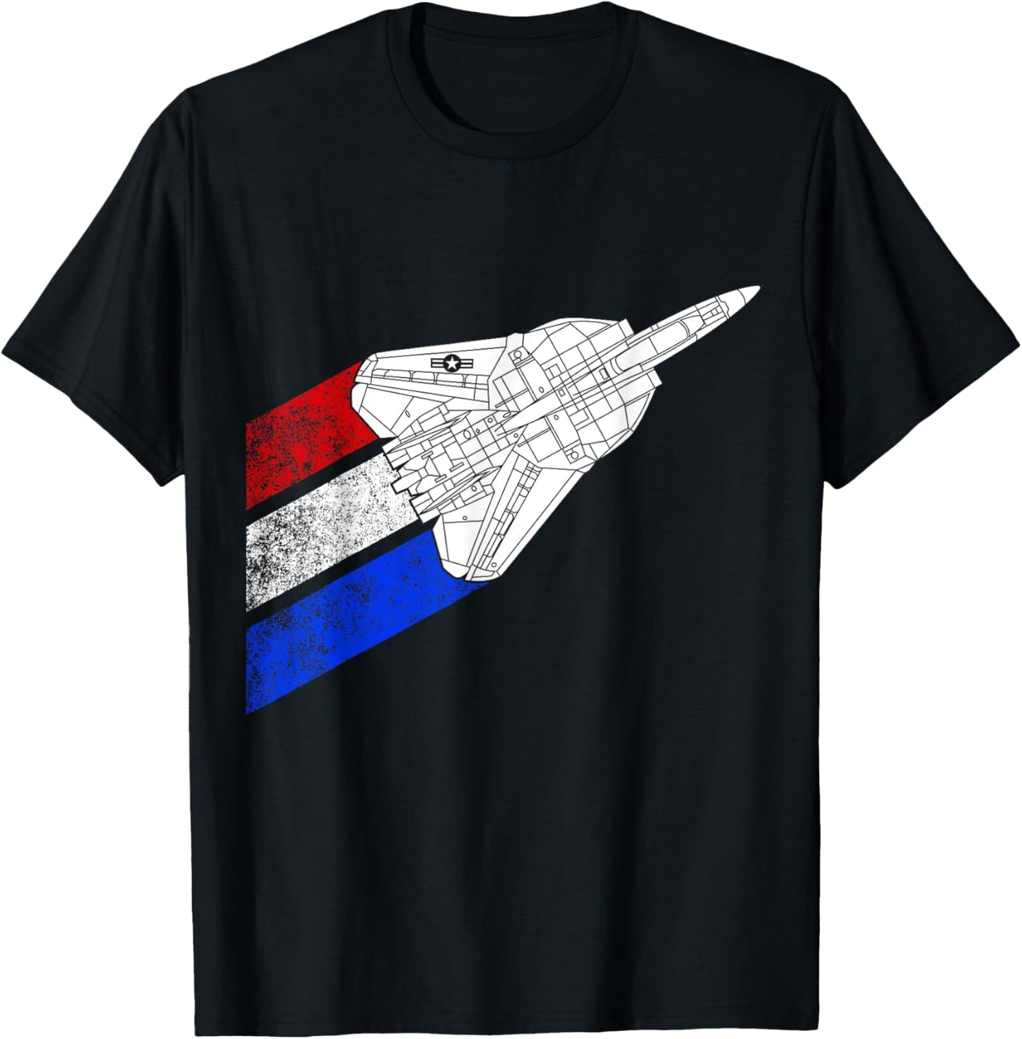 Vintage American Flag F14 Tomcat Airplane Schematic F-14 Jet T-Shirt