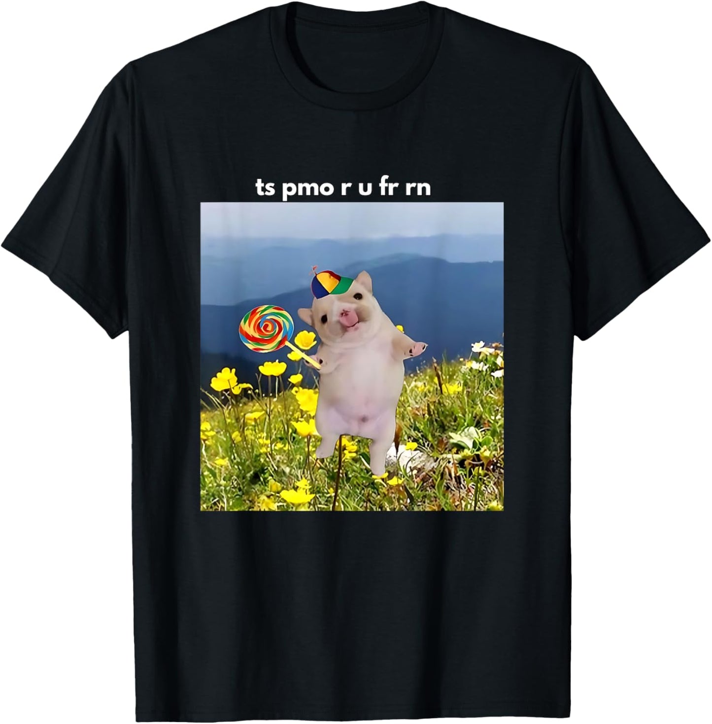 funny silly dog with lollipop meme gen z brainrot slang meme T-Shirt
