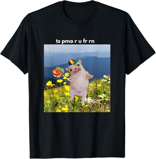 funny silly dog with lollipop meme gen z brainrot slang meme T-Shirt