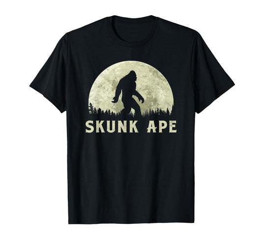 Skunk Ape! Bigfoot Moon Silhouette Retro T-Shirt - Believe! T-Shirt