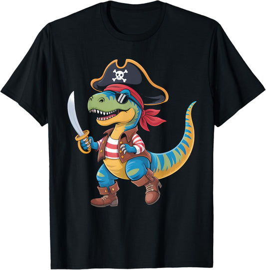 Toddler Boy Halloween Shirt Kids Funny Pirate Dinosaur T Rex T-Shirt