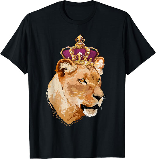 Lion Queen Big Cat Crowned Lioness Family T-Shirt