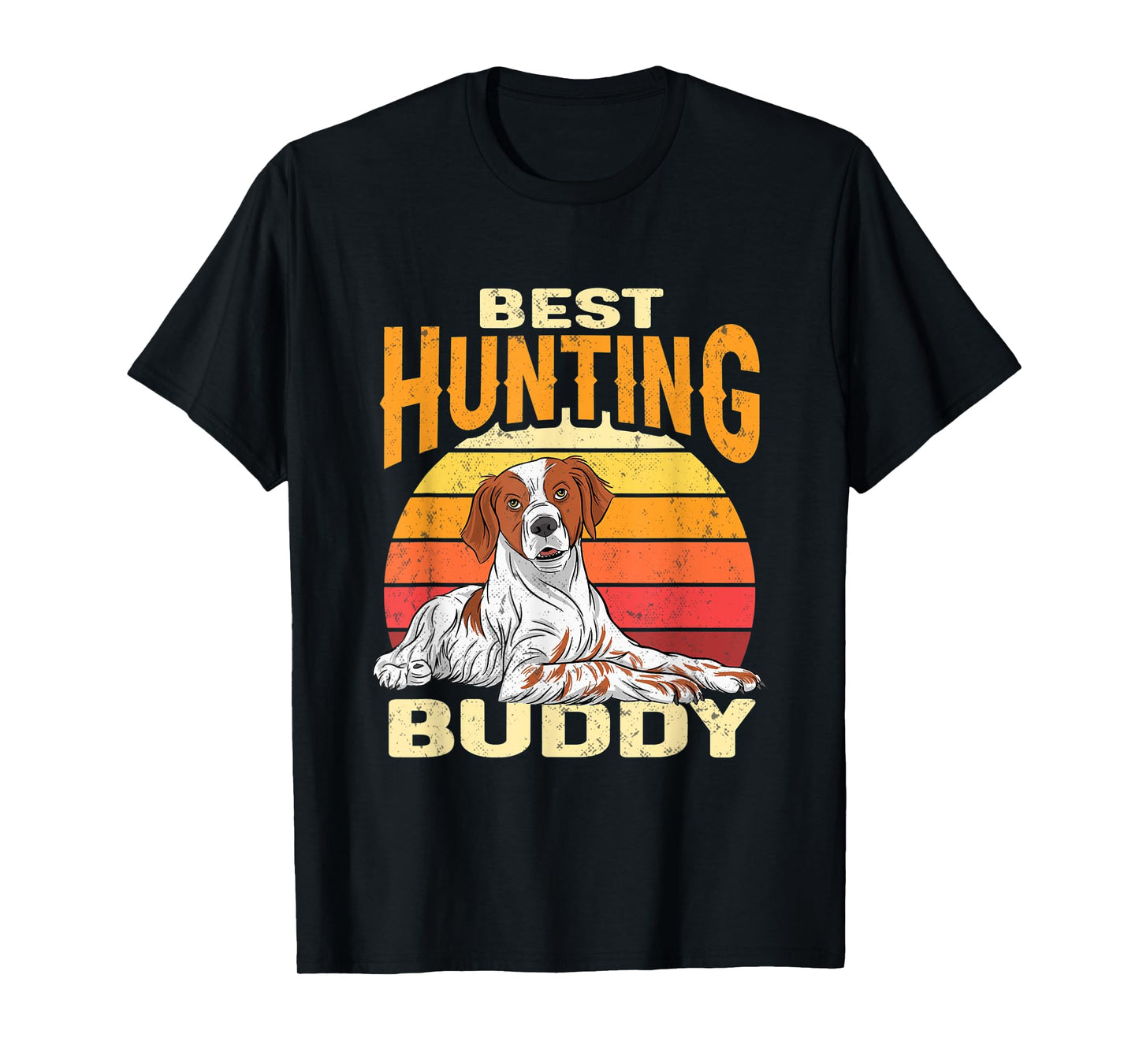 Brittany Spaniel Retro Best Hunting Buddy Brittany Dog T-Shirt for Men Women