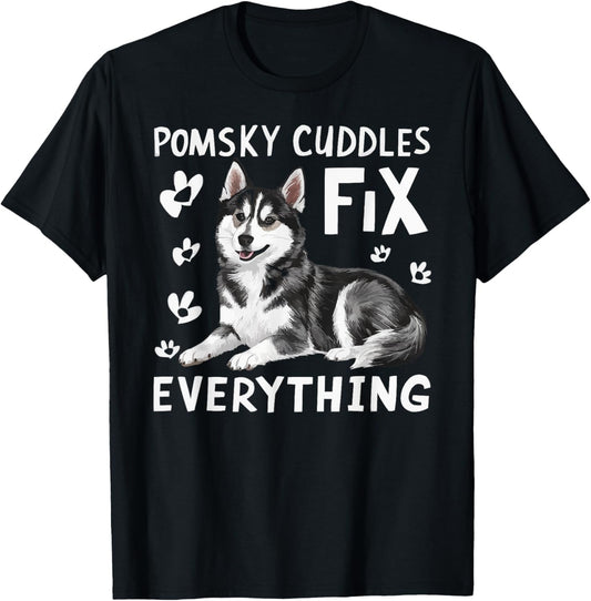 Pomsky Owner Dog Lover Puppy Pomeranian Siberian Husky T-Shirt