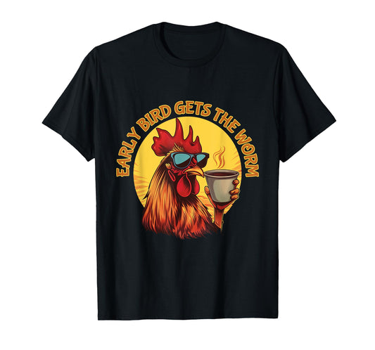 Funny Early Bird Morning Coffee Hustler T-Shirt