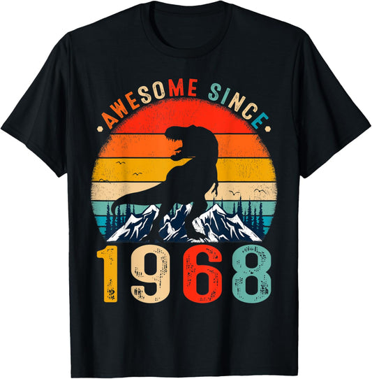 54 Years Old Awesome Since 1968 Dinosaur 54th Birthday T-Shirt