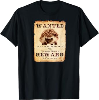Urchin Wear Hedgehog Outlaw Wanted Poster Graphic T-Shirt Cute Funny Gift T-Shirt