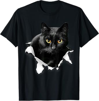 Black Cat Torn Cloth Gifts For Cat Lover, Cat Dad, Cat Mom T-Shirt