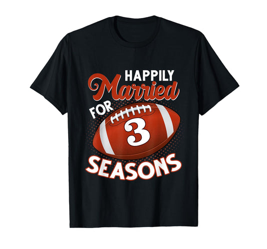 3 Years Marriage 3rd anniversary Gift for Football Couple T-Shirt
