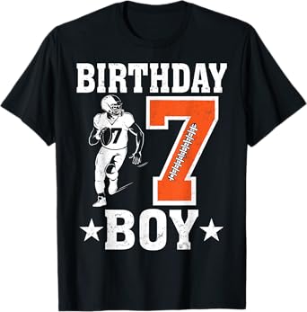 Birthday Boy 7 Years Old Football Lover 7th Birthday T-Shirt